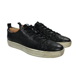 ECCO Sneakers Walking Shoes Mens Size 44 (US 10-10.5) Black Leather Lace Up
